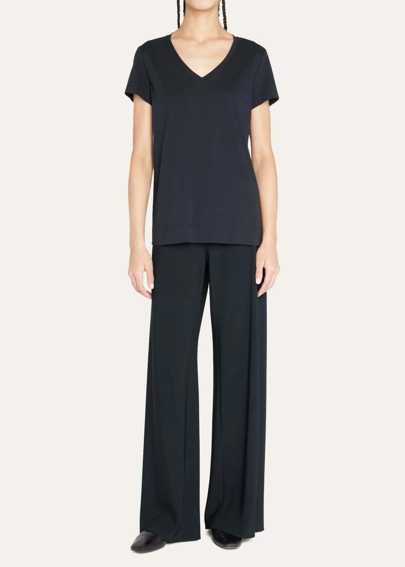 Lafayette 148 New YorkModern V-Neck Short-Sleeve Cotton Jersey Tee