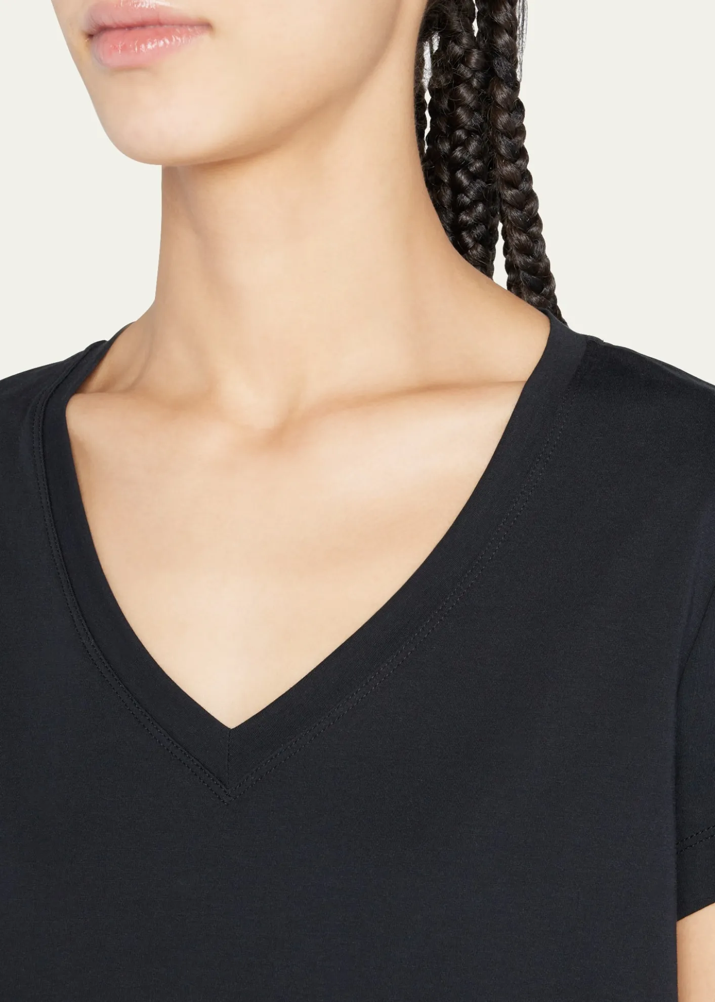 Lafayette 148 New YorkModern V-Neck Short-Sleeve Cotton Jersey Tee