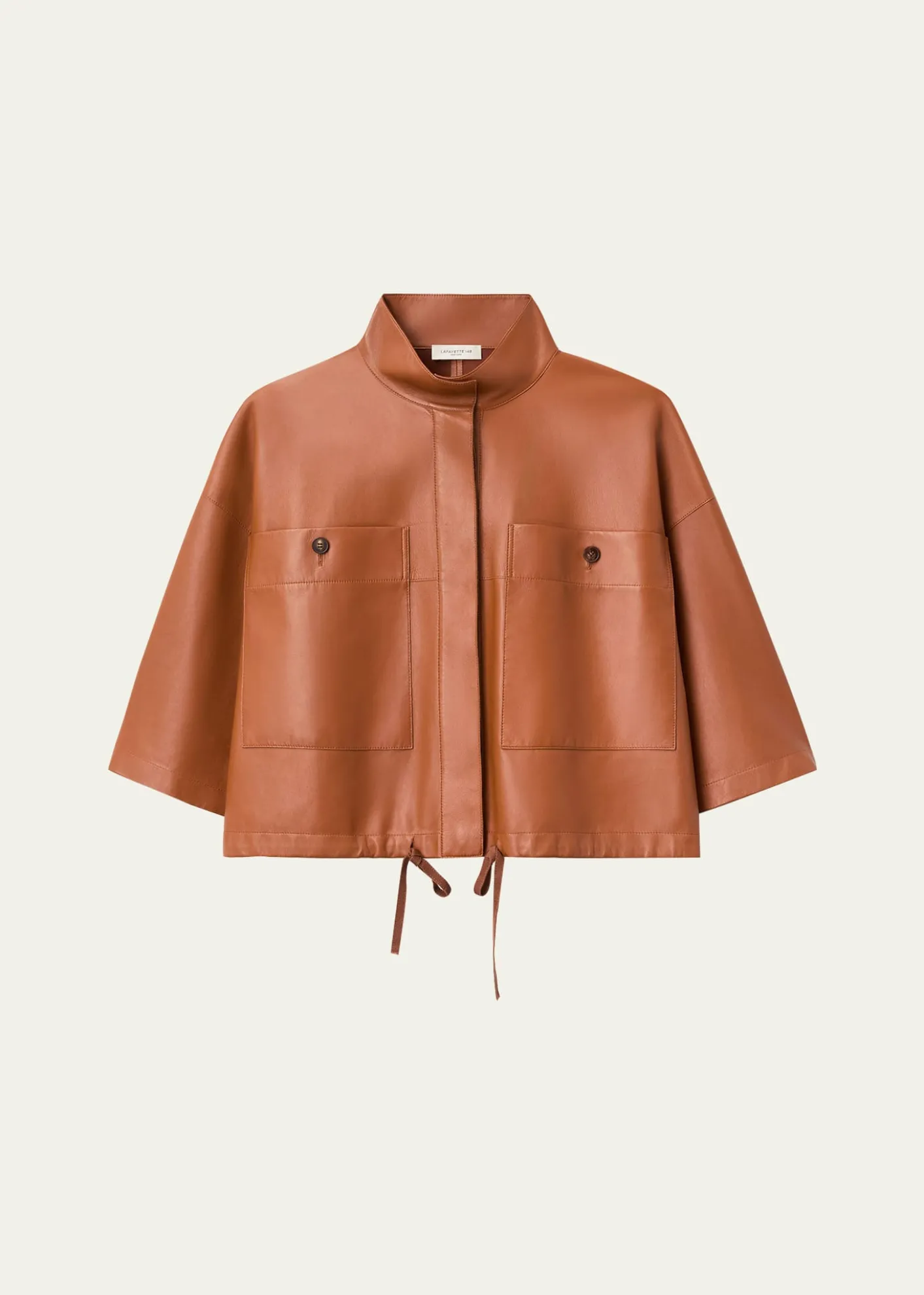 Lafayette 148 New YorkOversized Cropped Leather Shirt Jacket