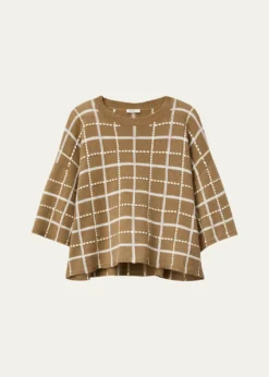 Lafayette 148 New YorkOversized Cashmere-Linen Grid Sweater