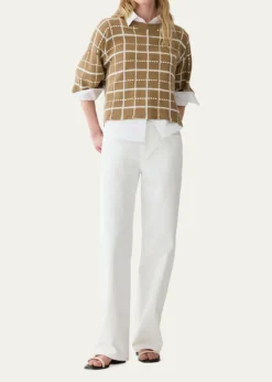 Lafayette 148 New YorkOversized Cashmere-Linen Grid Sweater