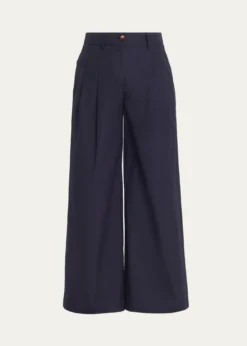 Lafayette 148 New YorkPark Wide-Leg Organic Cotton Poplin Pants