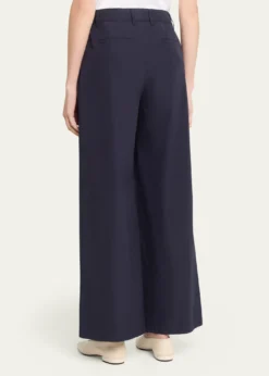 Lafayette 148 New YorkPark Wide-Leg Organic Cotton Poplin Pants
