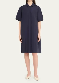 Lafayette 148 New YorkPleated Cotton Shift Shirtdress