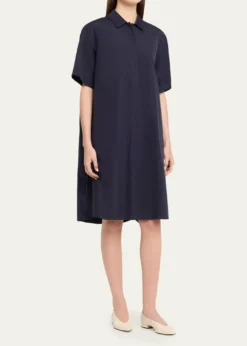 Lafayette 148 New YorkPleated Cotton Shift Shirtdress