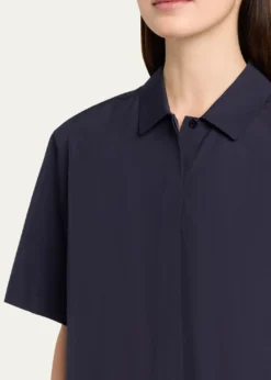 Lafayette 148 New YorkPleated Cotton Shift Shirtdress