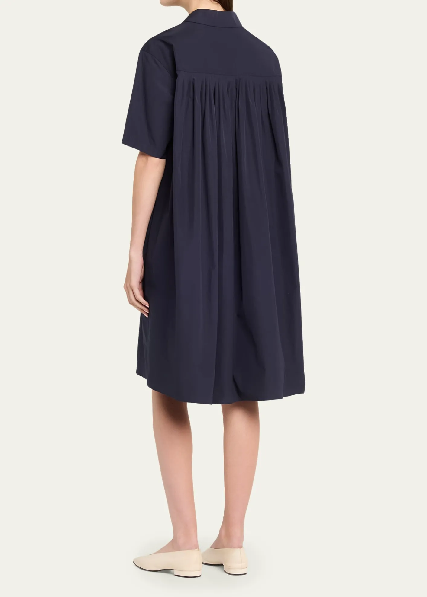 Lafayette 148 New YorkPleated Cotton Shift Shirtdress
