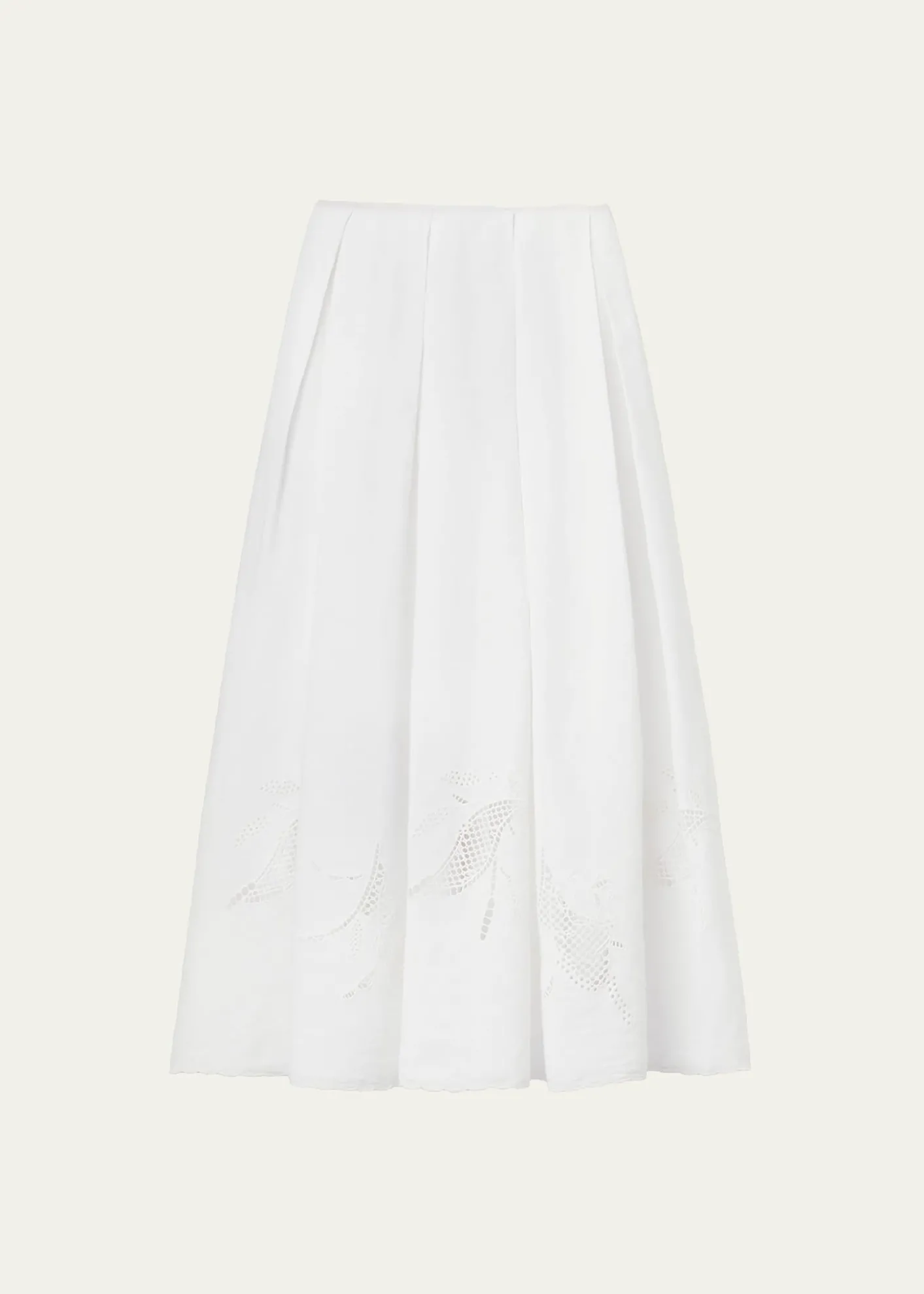 Lafayette 148 New YorkPleated Cutout Embroidered Linen Maxi Skirt
