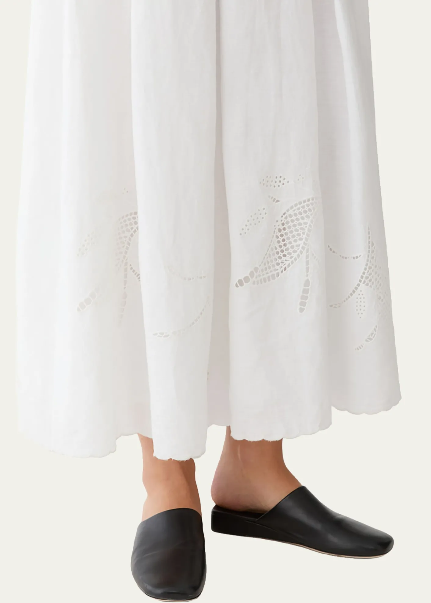 Lafayette 148 New YorkPleated Cutout Embroidered Linen Maxi Skirt