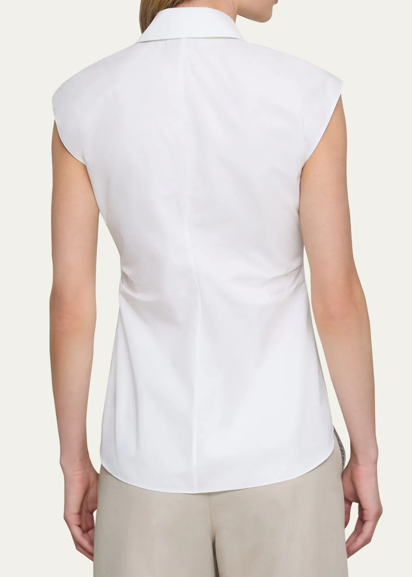 Lafayette 148 New YorkPleated-Front Organic Cotton Poplin Shirt