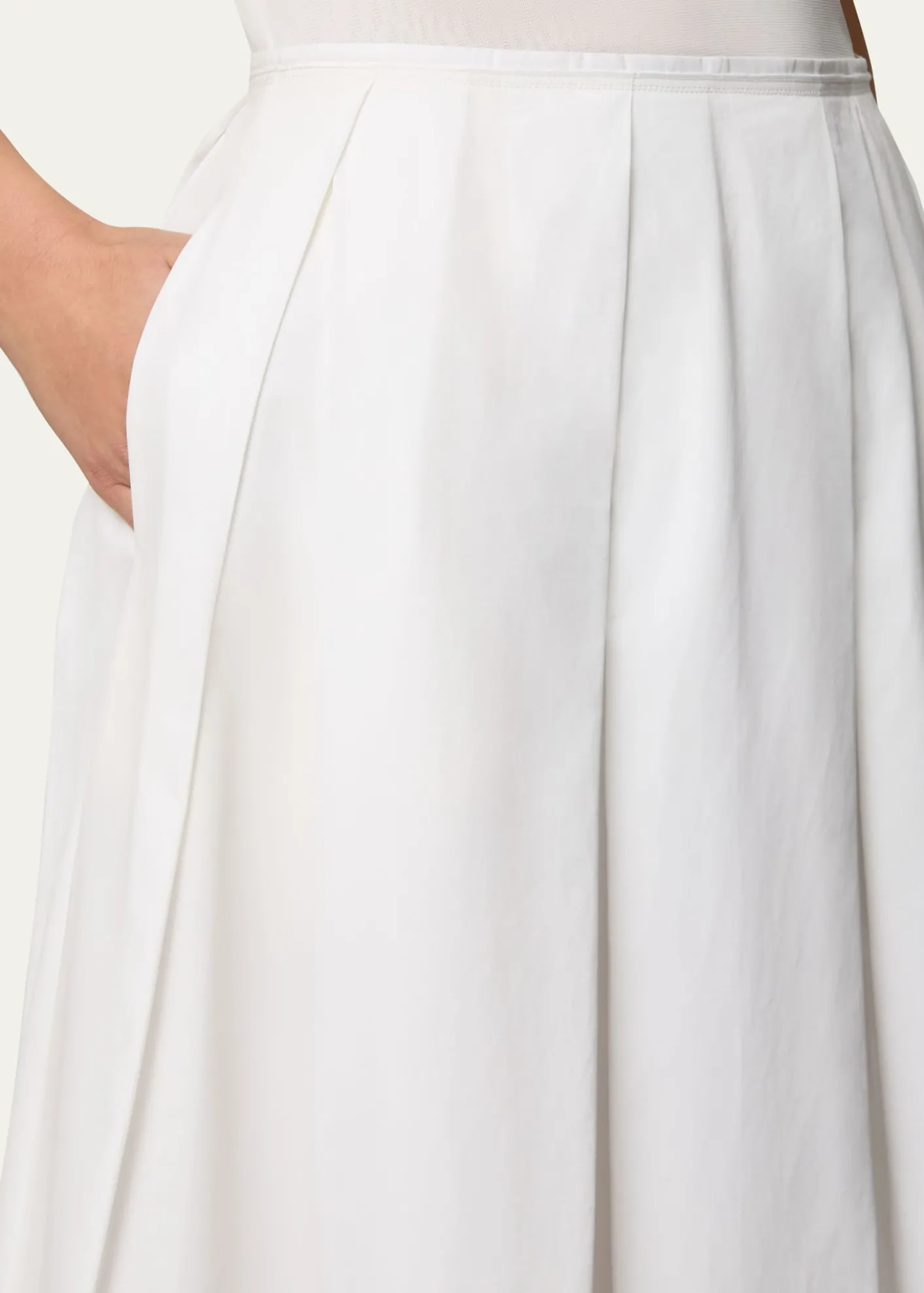 Lafayette 148 New YorkPleated Organic Cotton Poplin Midi Skirt