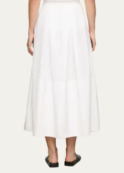 Lafayette 148 New YorkPleated Organic Cotton Poplin Midi Skirt