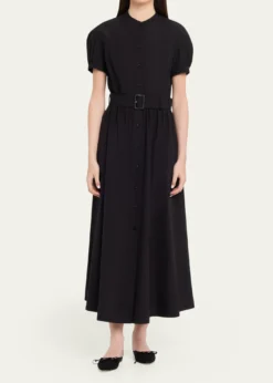 Lafayette 148 New YorkPuff-Sleeve Organic Cotton Poplin Midi Dress