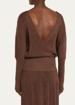 Lafayette 148 New YorkRibbed Shimmer Dolman-Sleeve Sweater