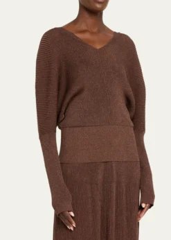Lafayette 148 New YorkRibbed Shimmer Dolman-Sleeve Sweater