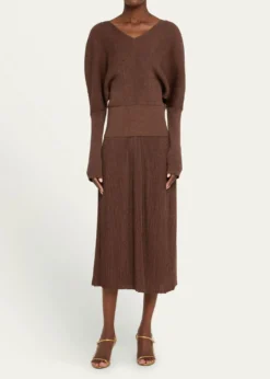 Lafayette 148 New YorkRibbed Shimmer Dolman-Sleeve Sweater