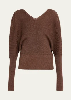 Lafayette 148 New YorkRibbed Shimmer Dolman-Sleeve Sweater