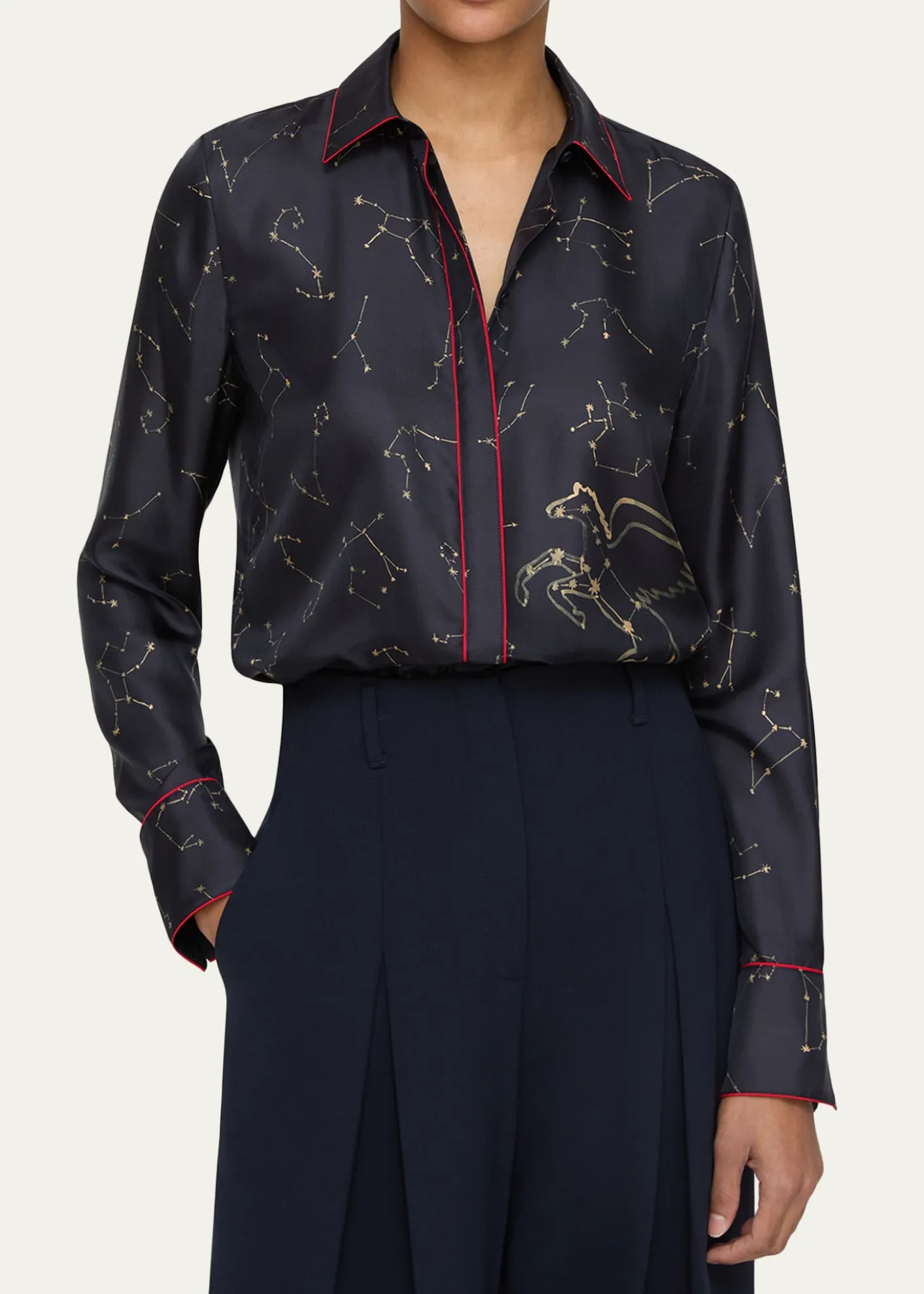 Lafayette 148 New YorkScottie Constellation-Print Silk Twill Blouse