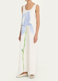 Lafayette 148 New YorkSleeveless Flower Silk-Linen Maxi Dress