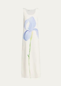Lafayette 148 New YorkSleeveless Flower Silk-Linen Maxi Dress