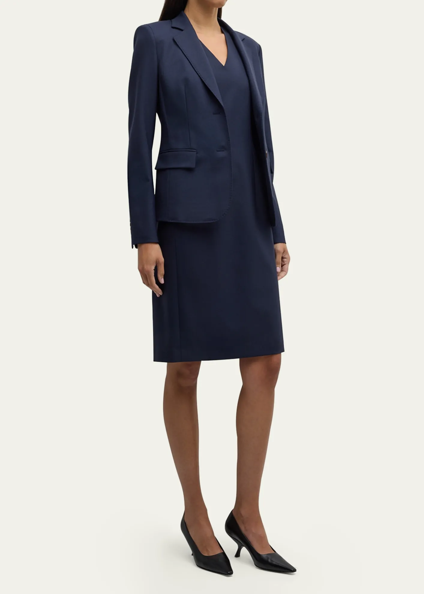Lafayette 148 New YorkSleeveless V-Neck Stretch Wool Dress