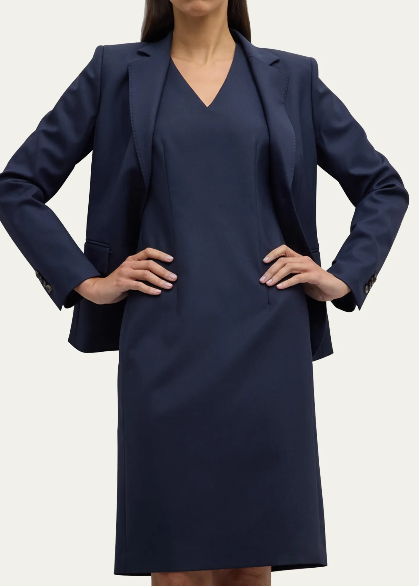 Lafayette 148 New YorkSleeveless V-Neck Stretch Wool Dress