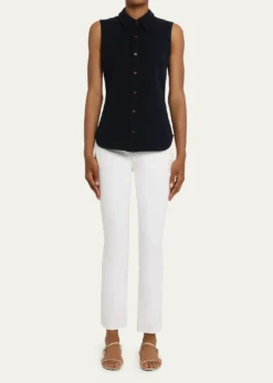 Lafayette 148 New YorkSleeveless Cotton Pique Shirt