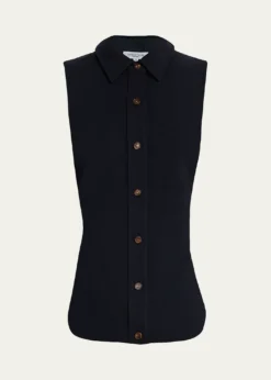 Lafayette 148 New YorkSleeveless Cotton Pique Shirt