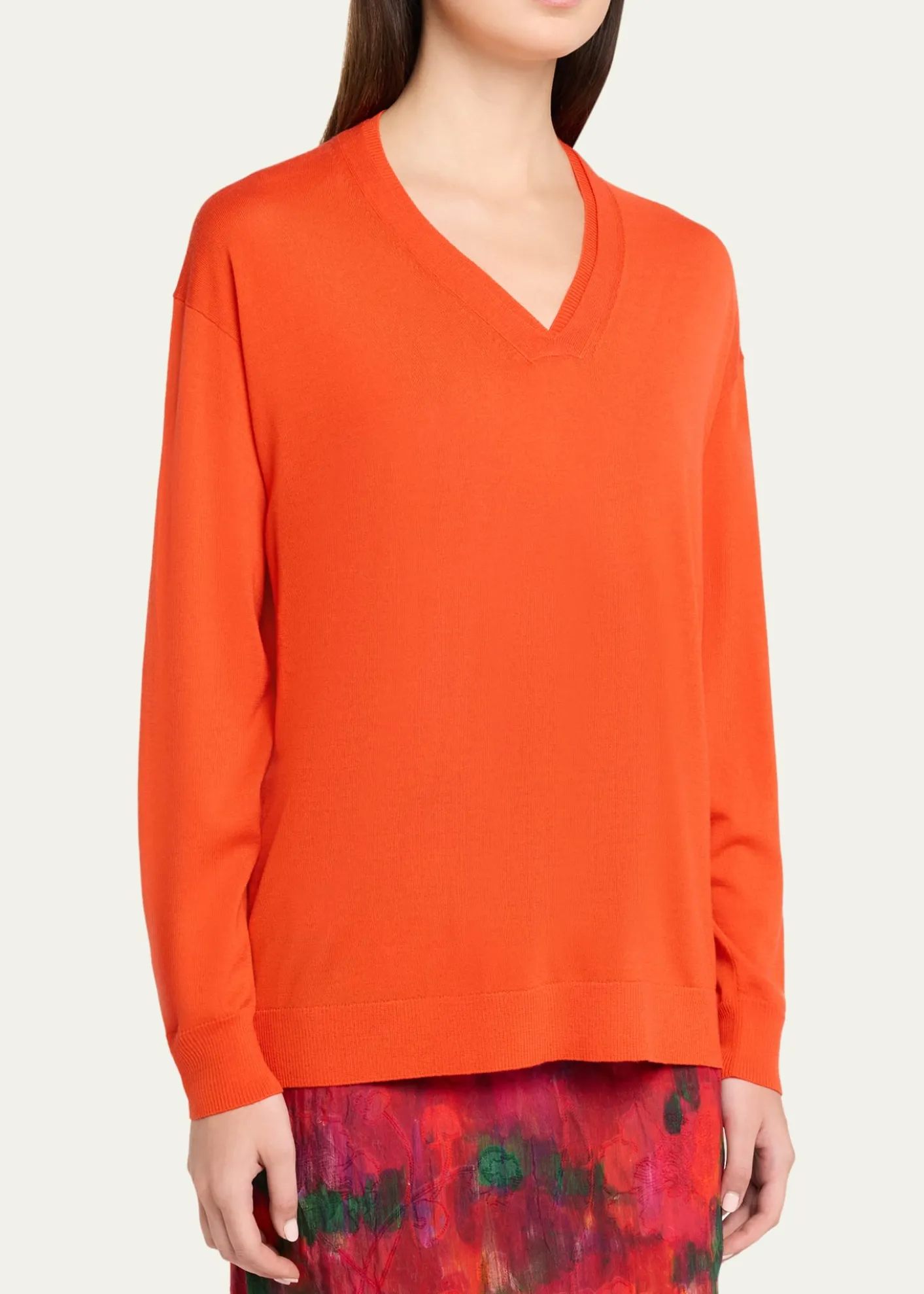 Lafayette 148 New YorkV-Neck Merino Wool Knit Sweater