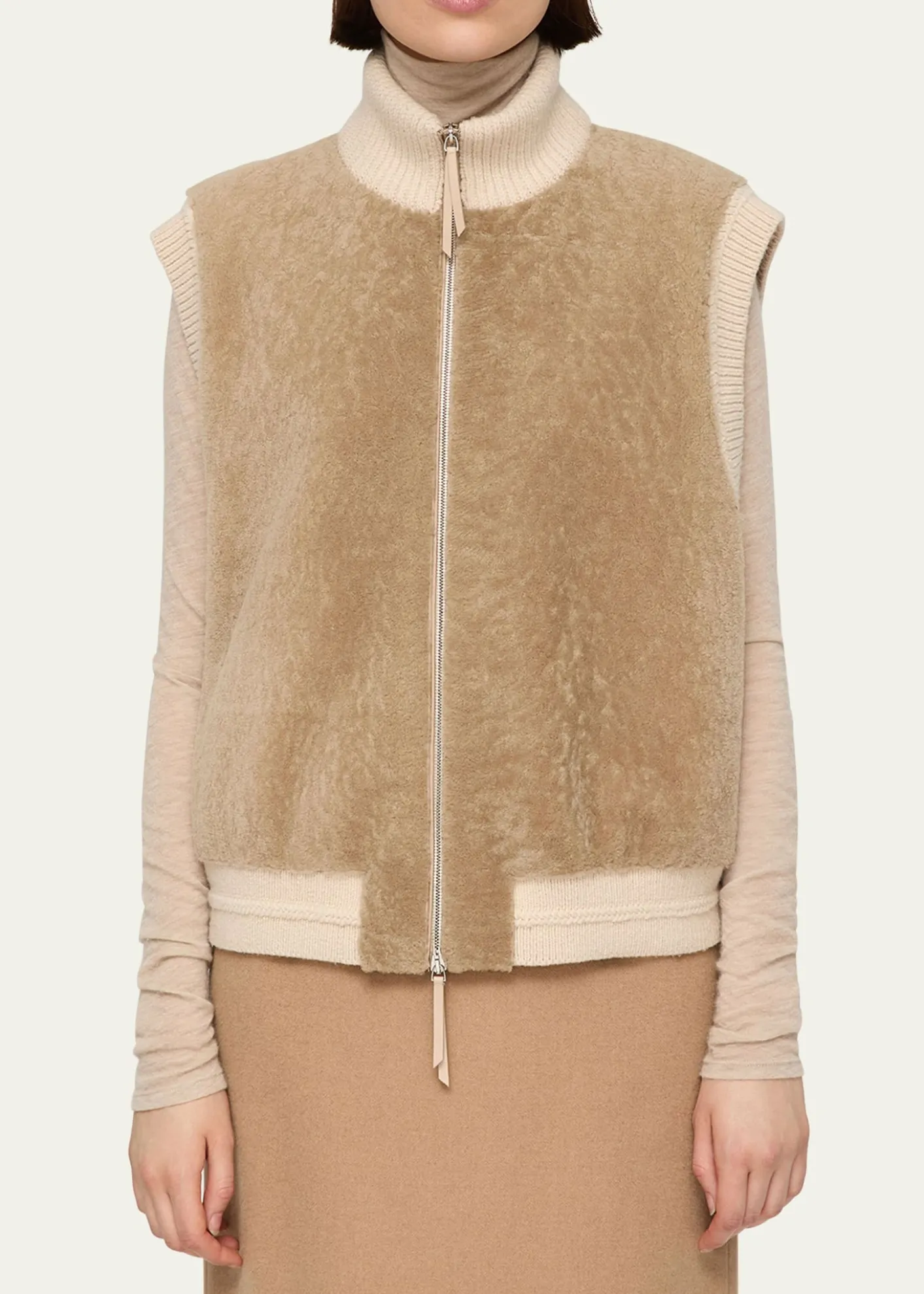 Lafayette 148 New Yorkx The Morning Show Shearling & Camel Hair Vest