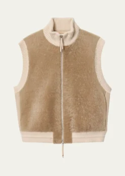 Lafayette 148 New Yorkx The Morning Show Shearling & Camel Hair Vest