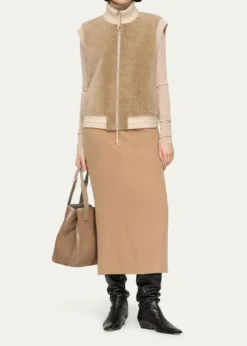 Lafayette 148 New Yorkx The Morning Show Shearling & Camel Hair Vest