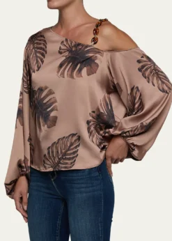 L'AgenceAsami Botanical-Print Satin Blouse
