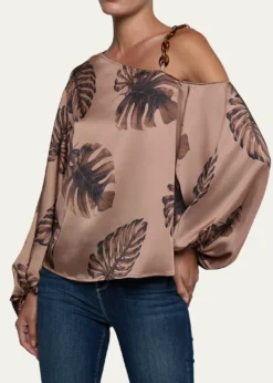 L'AgenceAsami Botanical-Print Satin Blouse