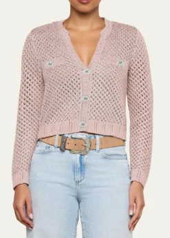 L'AgenceBlanca Sequined Knit Cardigan
