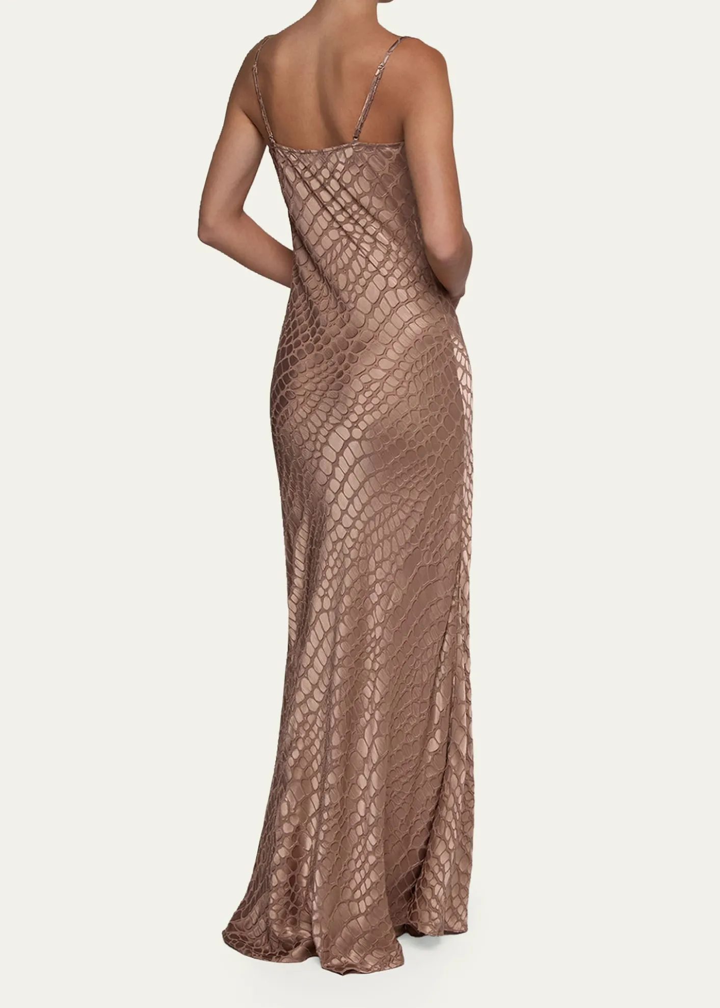 L'AgenceChristine Cowl-Neck Burnout Satin Gown
