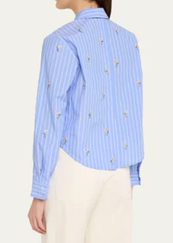 L'AgenceCosette Sequined Button-Front Crop Shirt
