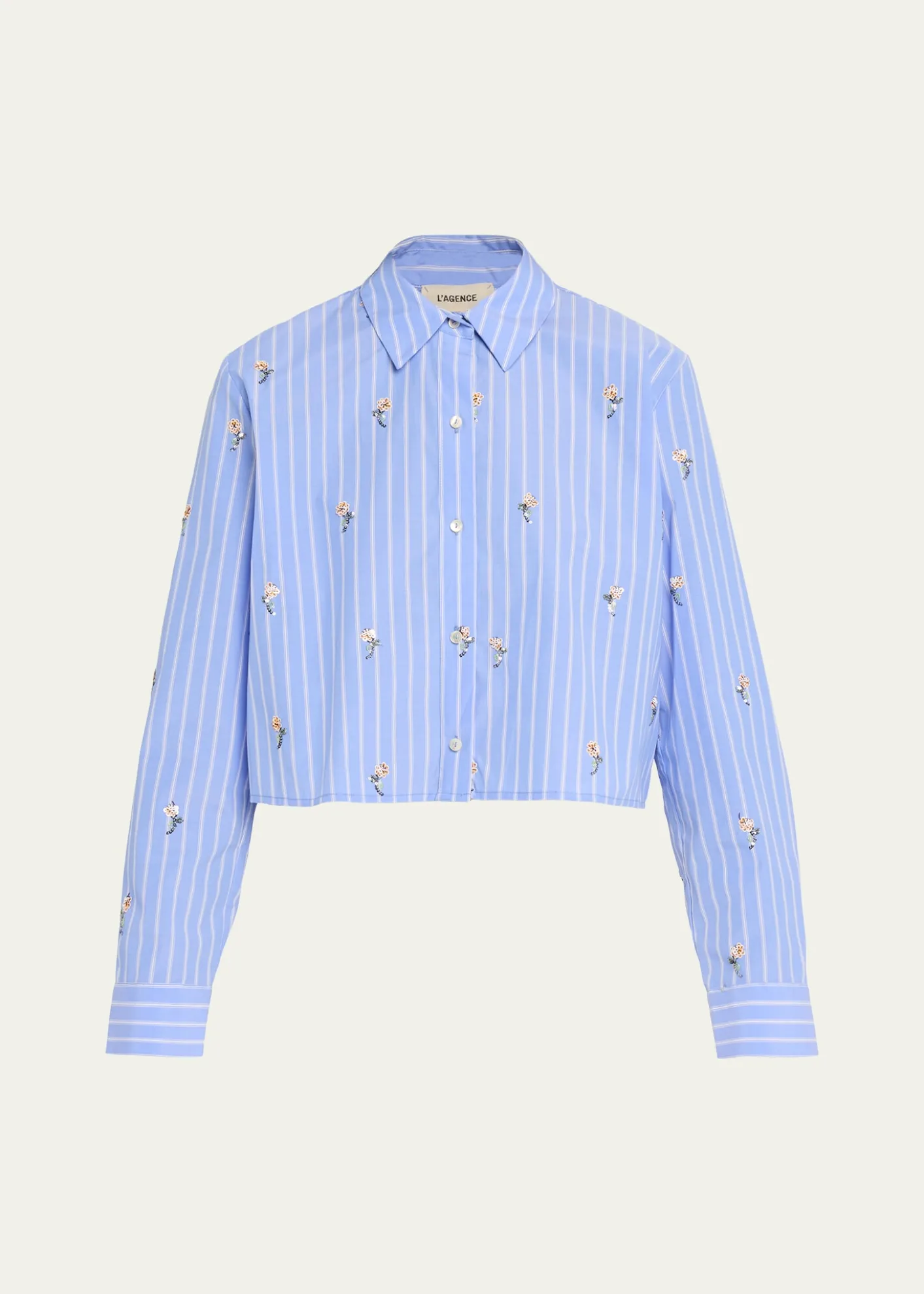 L'AgenceCosette Sequined Button-Front Crop Shirt