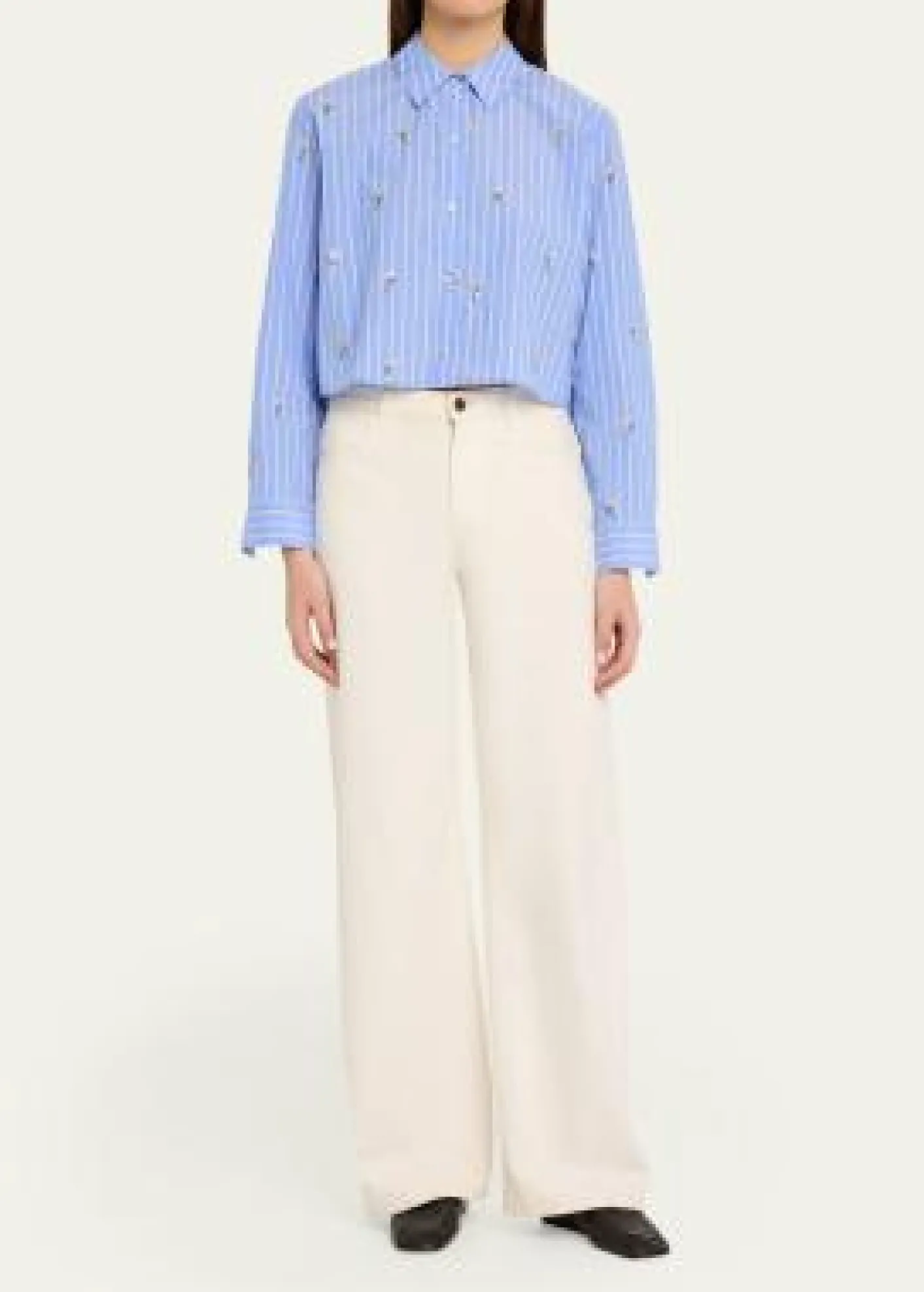 L'AgenceCosette Sequined Button-Front Crop Shirt