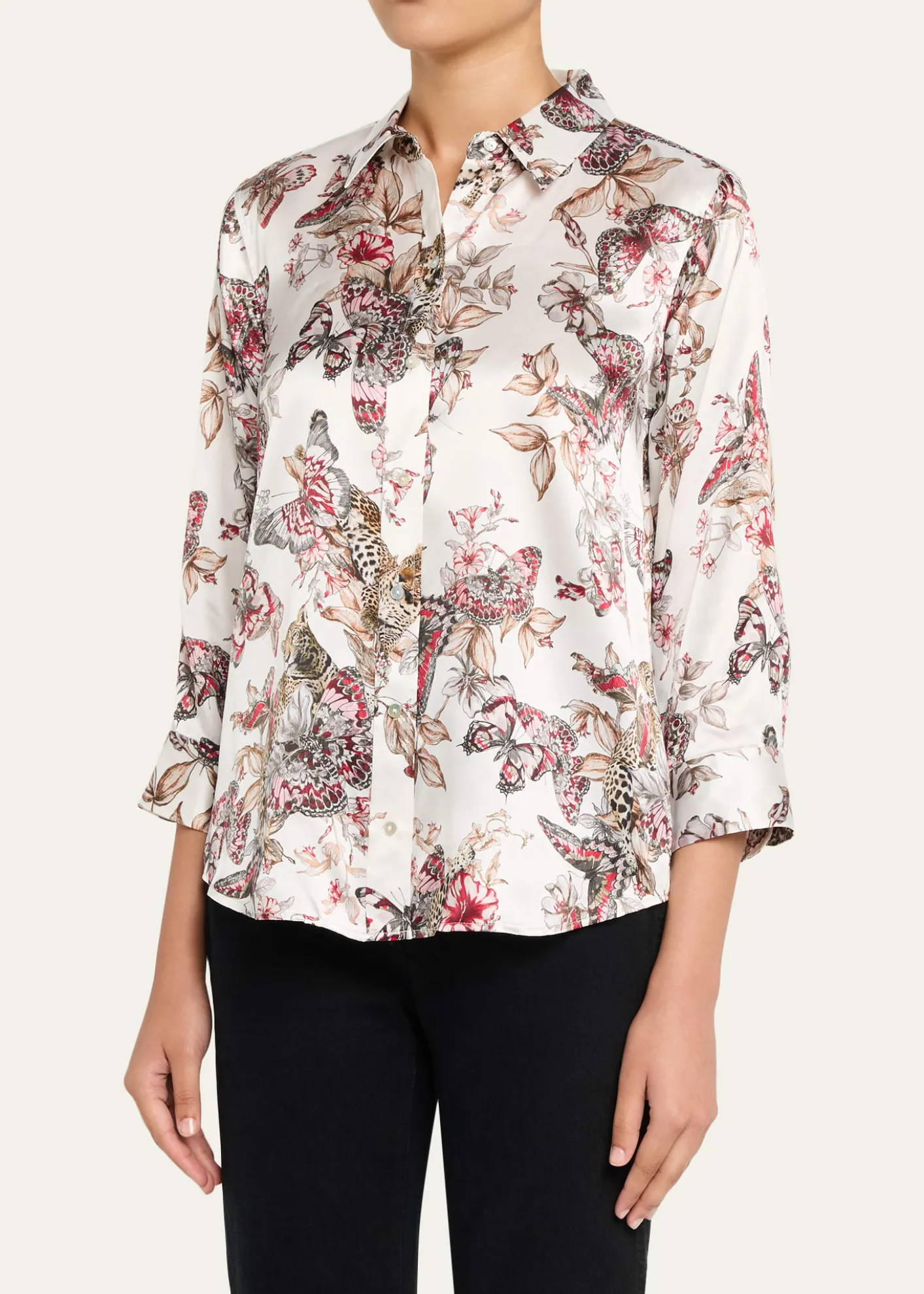 L'AgenceDani Silk Button-Front Blouse