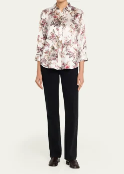 L'AgenceDani Silk Button-Front Blouse