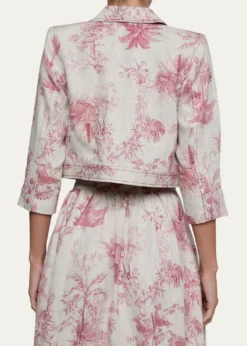 L'AgenceEda Cropped Etoile-Print Linen Jacket