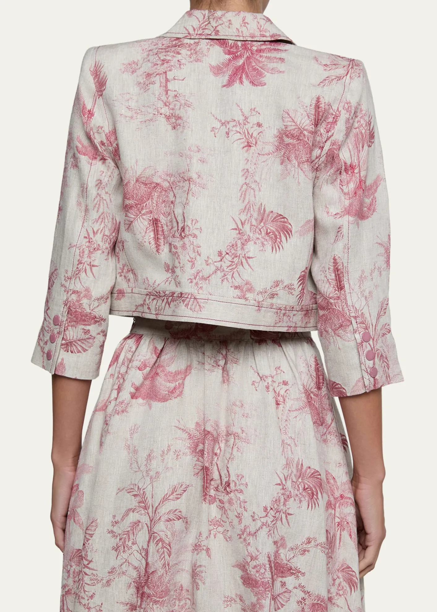 L'AgenceEda Cropped Etoile-Print Linen Jacket