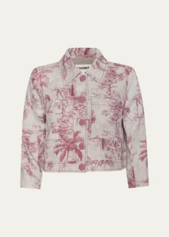 L'AgenceEda Cropped Etoile-Print Linen Jacket
