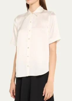 L'AgenceEllah Short-Sleeve Silk Blouse