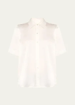 L'AgenceEllah Short-Sleeve Silk Blouse