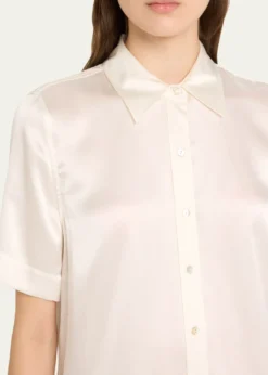 L'AgenceEllah Short-Sleeve Silk Blouse