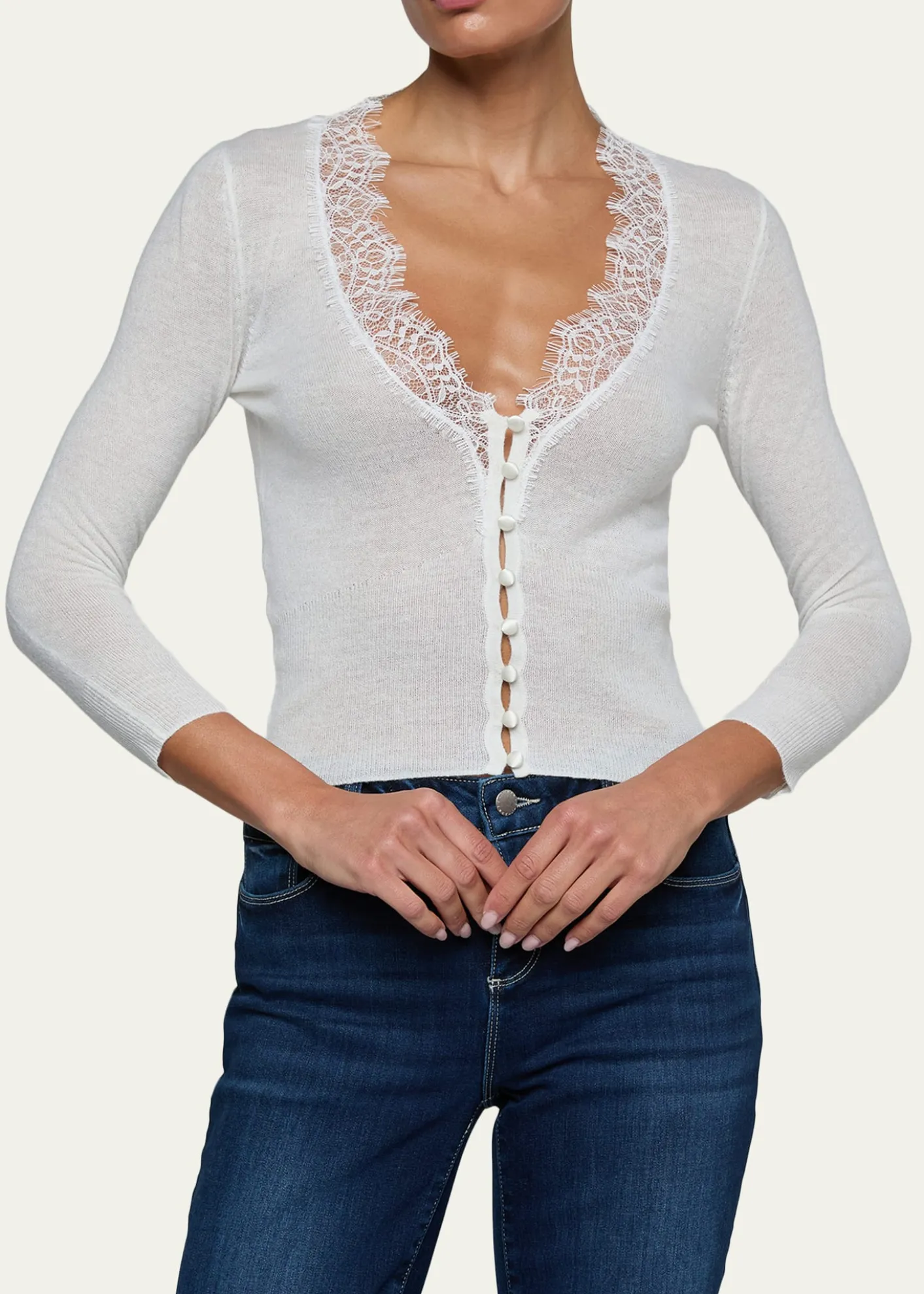 L'AgenceEluna Lace-Trim Cardigan