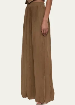 L'AgenceEthel Wide-Leg Crinkled Chiffon Pants