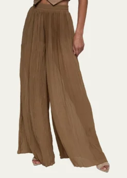 L'AgenceEthel Wide-Leg Crinkled Chiffon Pants